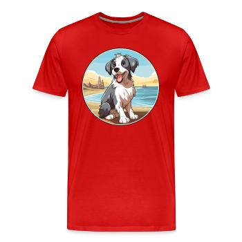 Picardie Schäferhund Hund Rasse Cartoon Kawaii Clipart - Männer Premium Bio T-Shirt - Rot - Vorne - Damien (186cm)
