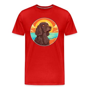 Picardie Spaniel Hund Rasse Cartoon Kawaii Clipart - Männer Premium Bio T-Shirt - Rot - Vorne - Damien (186cm)