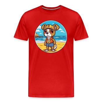 Chien de garde portugais race de chien de dessin animé Kawaii Dog - T-shirt bio Premium Homme - rouge - Devant - Damien (186cm)