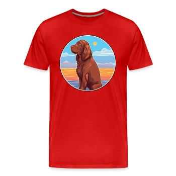 Sussex Épagneul chien race Cartoon Kawaii Clipart - T-shirt bio Premium Homme - rouge - Devant - Damien (186cm)