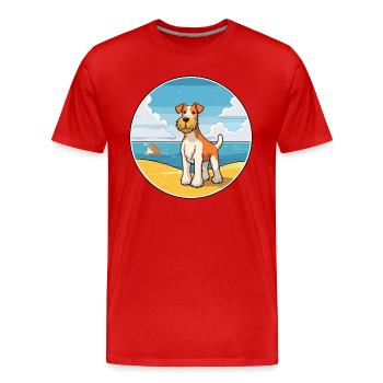 draht foxterrier hunderasse cartoon kawaii clipart - Männer Premium Bio T-Shirt - Rot - Vorne - Damien (186cm)