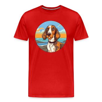 Russian Harlequin Hound Dog Breed Cartoon Kawaii - Men's Premium Organic T-Shirt - red - Front - Damien (186cm)