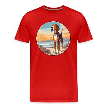 Treeing Walker Coonhound Dog Breed Cartoon Kawaii - Men's Premium Organic T-Shirt - red - Front - Damien (186cm)