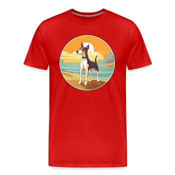 Glatter Foxterrier Hunderasse Cartoon Kawaii Hund - Männer Premium Bio T-Shirt - Rot - Vorne - Damien (186cm)
