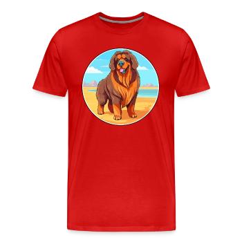 Tibetischer Mastiff Hund Rasse Cartoon Kawaii Clipart - Männer Premium Bio T-Shirt - Rot - Vorne - Damien (186cm)
