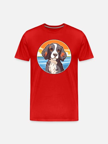 Spaniel Dog Breed Cartoon Kawaii Clipart Dog Pet - Men's Premium Organic T-Shirt - red