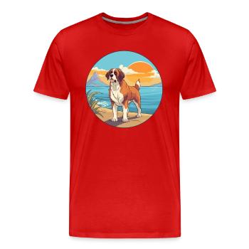 St Bernard Dog Breed Cartoon Kawaii Clipart Dog - Men's Premium Organic T-Shirt - red - Front - Damien (186cm)