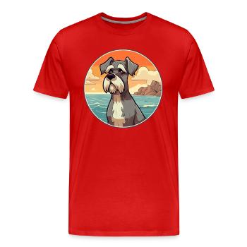 Standard Schnauzer Dog Breed Cartoon Kawaii Dog - Men's Premium Organic T-Shirt - red - Front - Damien (186cm)