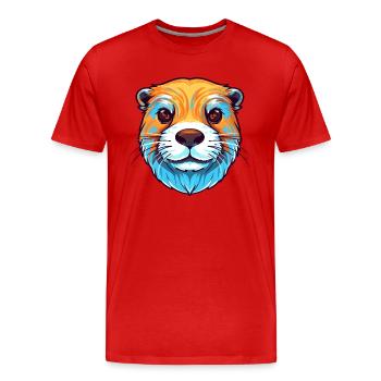 Loutre Aquarelle colorée Dessin animé Kawaii Animal - T-shirt bio Premium Homme - rouge - Devant - Damien (186cm)
