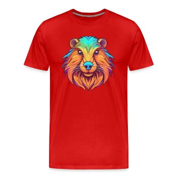 Biber Buntes Aquarell Cartoon Kawaii Tier - Männer Premium Bio T-Shirt - Rot - Vorne - Damien (186cm)