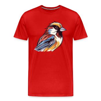Sperling Buntes Aquarell Cartoon Kawaii Tier - Männer Premium Bio T-Shirt - Rot - Vorne - Damien (186cm)