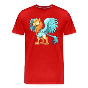 Griffin Colorful Watercolor Cartoon Kawaii Animal - Men's Premium Organic T-Shirt - red - Front - Damien (186cm)