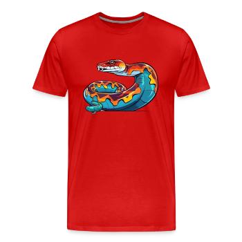 Anakonda Buntes Aquarell Cartoon Kawaii Tier - Männer Premium Bio T-Shirt - Rot - Vorne - Damien (186cm)