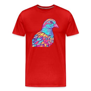 Taube buntes Aquarell Cartoon Kawaii Tier - Männer Premium Bio T-Shirt - Rot - Vorne - Damien (186cm)