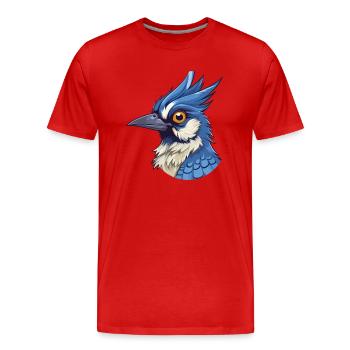 Geai bleu coloré aquarelle dessin animé Kawaii Animal - T-shirt bio Premium Homme - rouge - Devant - Damien (186cm)