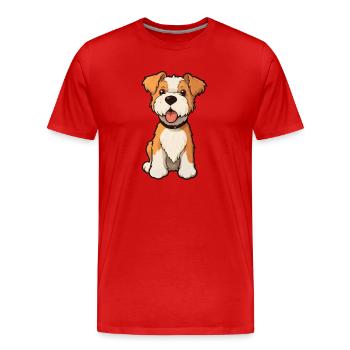 Draht Foxterrier Hund Niedliche Karikatur Kawaii Watercolo - Männer Premium Bio T-Shirt - Rot - Vorne - Damien (186cm)