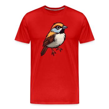 Sparrow Cute Cartoon Kawaii Watercolor Animal Pet - Men's Premium Organic T-Shirt - red - Front - Damien (186cm)