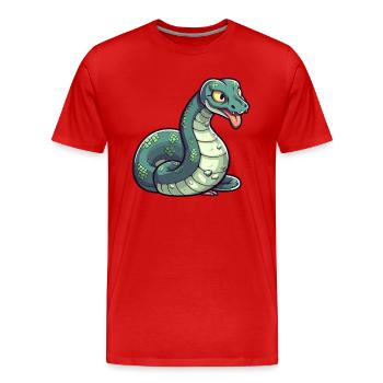 Anakonda Niedliche Karikatur Kawaii Aquarell Tier Haustier - Männer Premium Bio T-Shirt - Rot - Vorne - Damien (186cm)