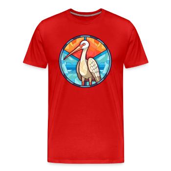 Kranich-Buntglas-Cartoon-Kawaii-Tier - Männer Premium Bio T-Shirt - Rot - Vorne - Damien (186cm)