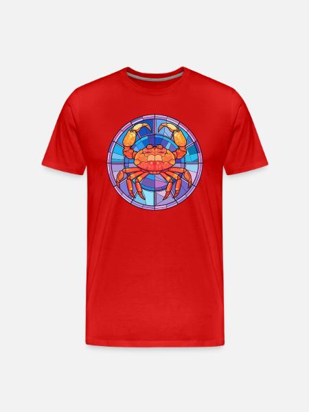 Krabben-Buntglas-Cartoon-Kawaii-Tier - Männer Premium Bio T-Shirt - Rot