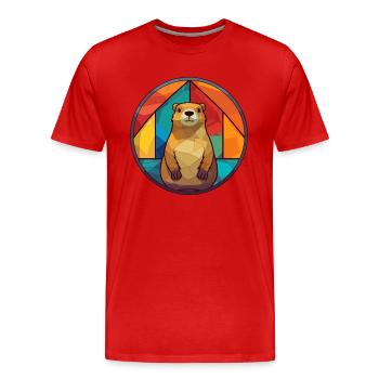 Und täglich grüßt Murmeltier Bunte Karikatur Kawaii An - Männer Premium Bio T-Shirt - Rot - Vorne - Damien (186cm)