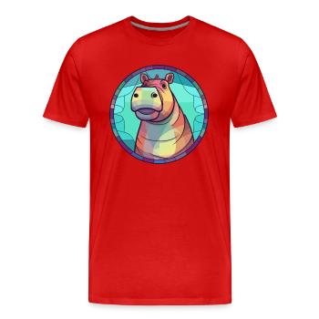 Nilpferd Bunte Karikatur Kawaii Tier - Männer Premium Bio T-Shirt - Rot - Vorne - Damien (186cm)
