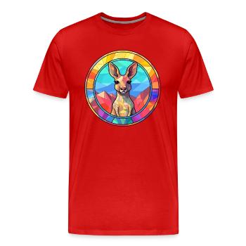 Kangourou vitrail coloré dessin animé Kawaii Ani - T-shirt bio Premium Homme - rouge - Devant - Damien (186cm)