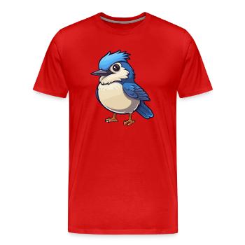 Jay Bird Mignon Dessin Animé Kawaii Aquarelle Animal Animal De Compagnie - T-shirt bio Premium Homme - rouge - Devant - Damien (186cm)