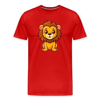 Lion Mignon Dessin Animé Kawaii Aquarelle Animal De Compagnie - T-shirt bio Premium Homme - rouge - Devant - Damien (186cm)