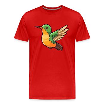 Colibri mignon dessin animé kawaii aquarelle Animal - T-shirt bio Premium Homme - rouge - Devant - Damien (186cm)