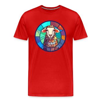 Schaf Buntes Glas Bunte Karikatur Kawaii Tier - Männer Premium Bio T-Shirt - Rot - Vorne - Damien (186cm)