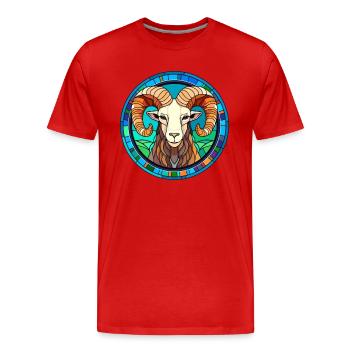 Widder-Buntglas-Cartoon-Kawaii-Tier - Männer Premium Bio T-Shirt - Rot - Vorne - Damien (186cm)