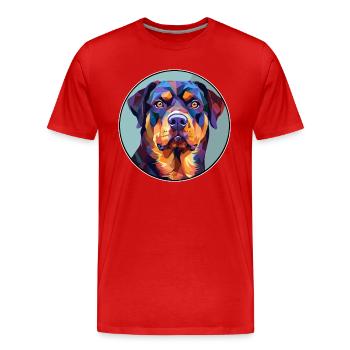 Rottweiler Dog Stained Glass Colorful Cartoon Kawa - Men's Premium Organic T-Shirt - red - Front - Damien (186cm)