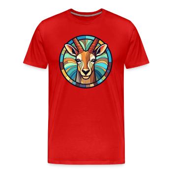 Antilope vitrail coloré dessin animé Kawaii Ani - T-shirt bio Premium Homme - rouge - Devant - Damien (186cm)