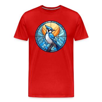 Blauer Jay Buntes Glas Bunte Karikatur Kawaii Ani - Männer Premium Bio T-Shirt - Rot - Vorne - Damien (186cm)