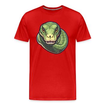 Anakonda Niedlich Glücklich Kawaii Cartoon Clipart Tier - Männer Premium Bio T-Shirt - Rot - Vorne - Damien (186cm)