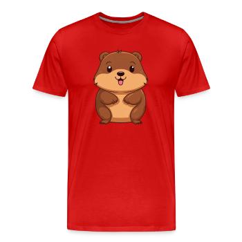 Biber Niedlich Glücklich Kawaii Cartoon Clipart Tier - Männer Premium Bio T-Shirt - Rot - Vorne - Damien (186cm)