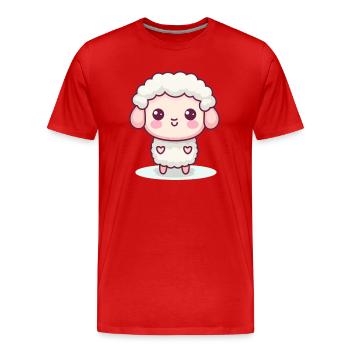 Sheep Cute Happy Kawaii Cartoon Clipart Animal - Men's Premium Organic T-Shirt - red - Front - Damien (186cm)