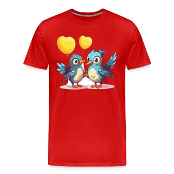 Jay Birds Kawaii Cartoon Pet Jouant Avec Des Ballons - T-shirt bio Premium Homme - rouge - Devant - Damien (186cm)