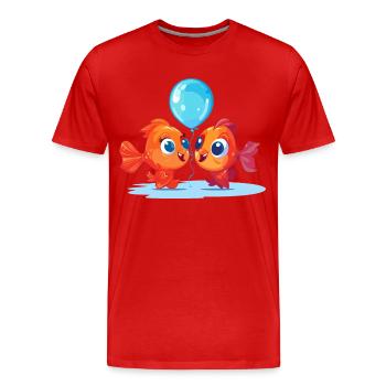 Poisson Kawaii Cartoon Pet Jouant Avec Des Ballons - T-shirt bio Premium Homme - rouge - Devant - Damien (186cm)