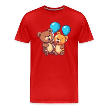 Ours kawaii dessin animé animal de compagnie jouant avec des ballons - T-shirt bio Premium Homme - rouge - Devant - Damien (186cm)