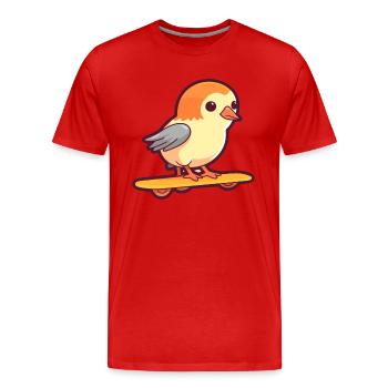 Lustiger Kuckuck Kawaii Cartoon Haustier spielt Skateboard - Männer Premium Bio T-Shirt - Rot - Vorne - Damien (186cm)