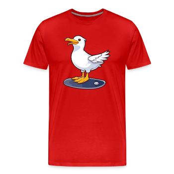 Lustige Möwe Kawaii Cartoon spielt Skateboard - Männer Premium Bio T-Shirt - Rot - Vorne - Damien (186cm)