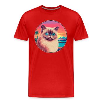 Himalaya-Katzenrasse, Aquarell-Cartoon-Kawaii-Haustier - Männer Premium Bio T-Shirt - Rot - Vorne - Damien (186cm)