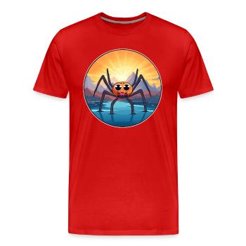 Spinne buntes Aquarell Cartoon Kawaii Tier - Männer Premium Bio T-Shirt - Rot - Vorne - Damien (186cm)