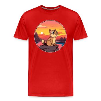 Chipmunk Aquarelle Colorée Dessin Animé Kawaii Animal - T-shirt bio Premium Homme - rouge - Devant - Damien (186cm)