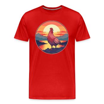 Chicken Colorful Watercolor Cartoon Kawaii Animal - Men's Premium Organic T-Shirt - red - Front - Damien (186cm)