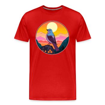 Kuckuck buntes Aquarell Cartoon Kawaii Tier - Männer Premium Bio T-Shirt - Rot - Vorne - Damien (186cm)