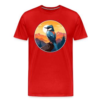Jay Bird Aquarelle Colorée Dessin Animé Kawaii Animal - T-shirt bio Premium Homme - rouge - Devant - Damien (186cm)