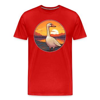 Gans buntes Aquarell Cartoon Kawaii Tier - Männer Premium Bio T-Shirt - Rot - Vorne - Damien (186cm)